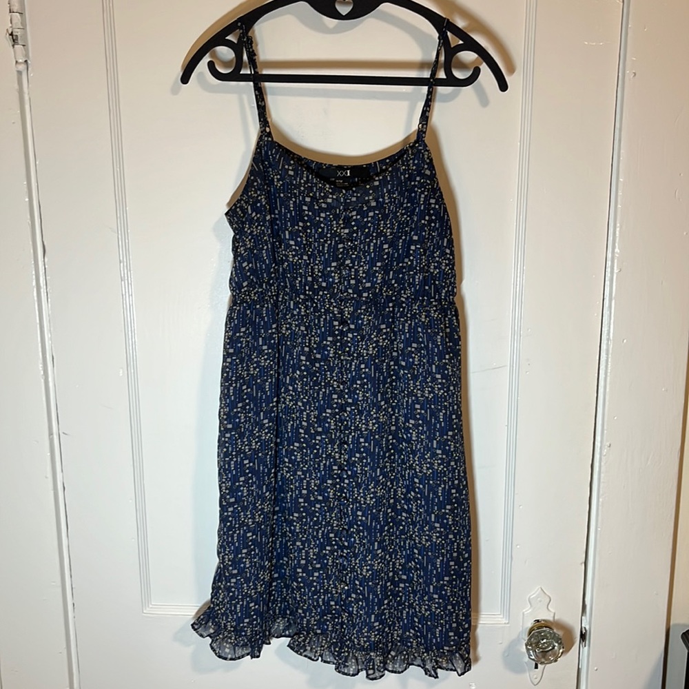 Forever 21 Blue Spaghetti Strap Geometric Dress